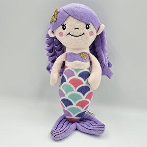 Athoinsu Mermaid Plush Stuffed Toy Purple Curly Hair 11 in